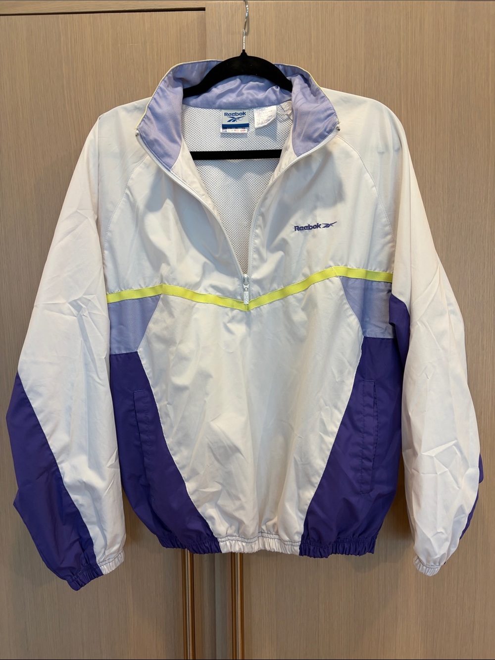 Reebok White Purple Windbreaker with Yellow Trim - Picture 2 of 6